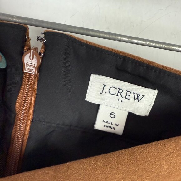 J. Crew Factory Faux-Suede Mini Skirt A-Line Fall Tan Size 6 EUC - Picture 5 of 9